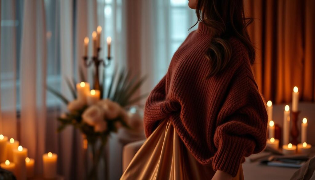 sweater and skirt date night outfits