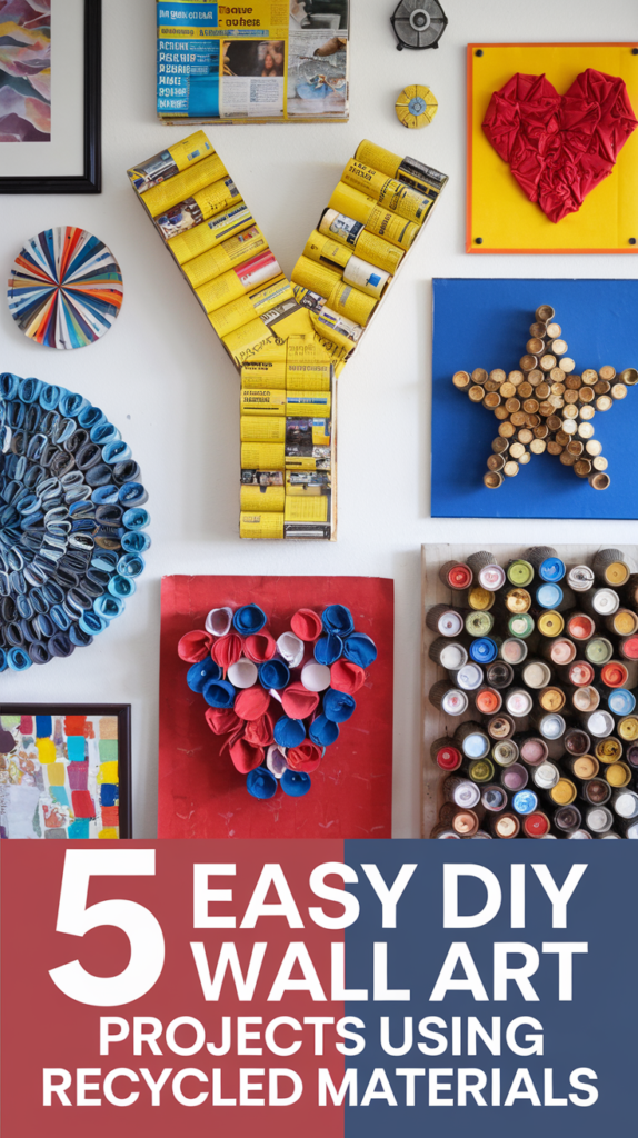 Gallery wall layout with mixed art styles