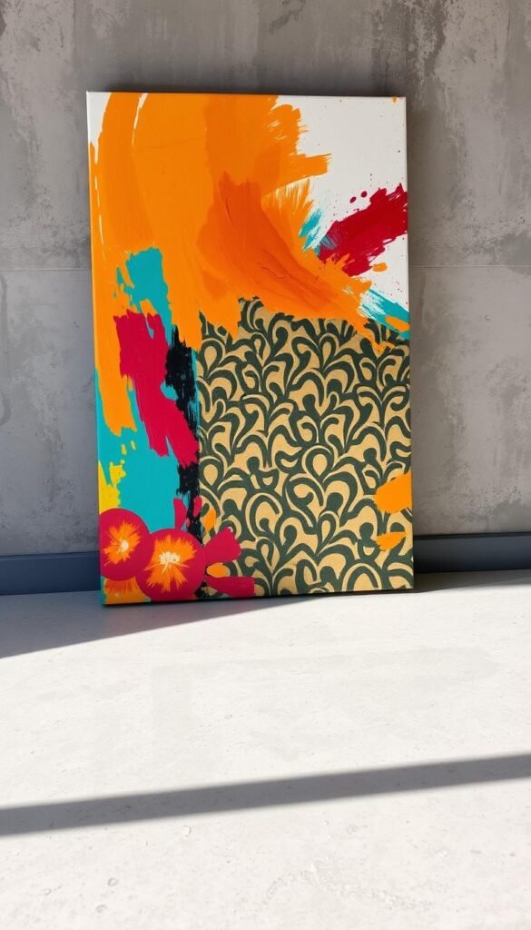 hand-painted and printed artwork