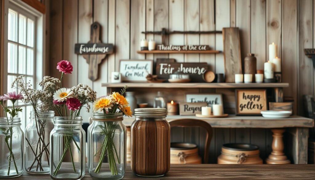 rustic home decor ideas mason jars wood signs