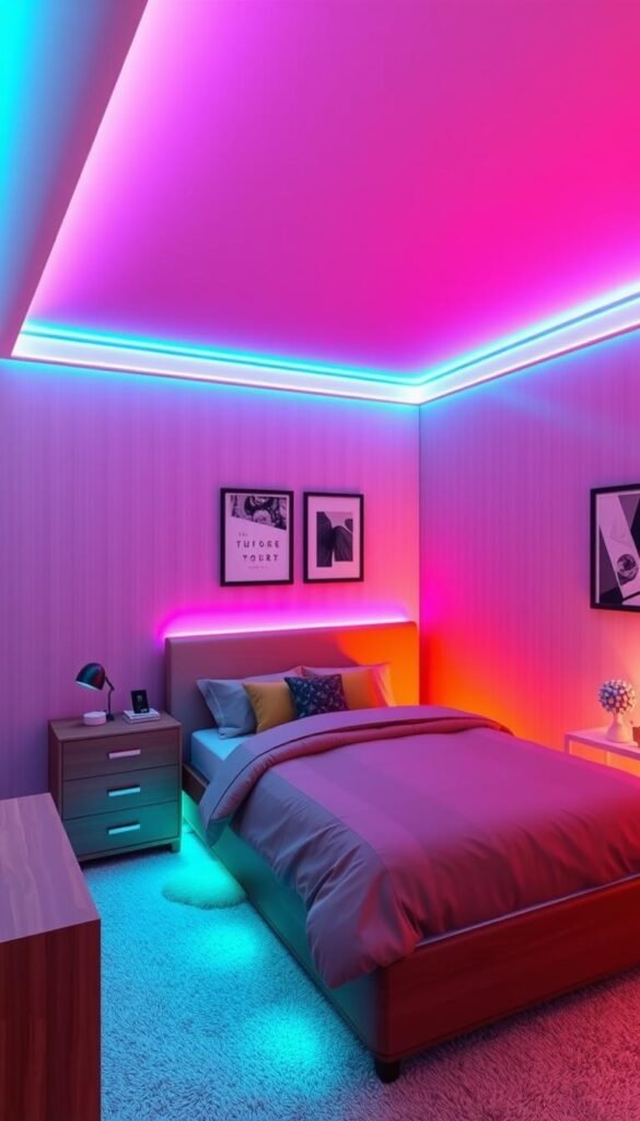 LED light strips for teen bedroom