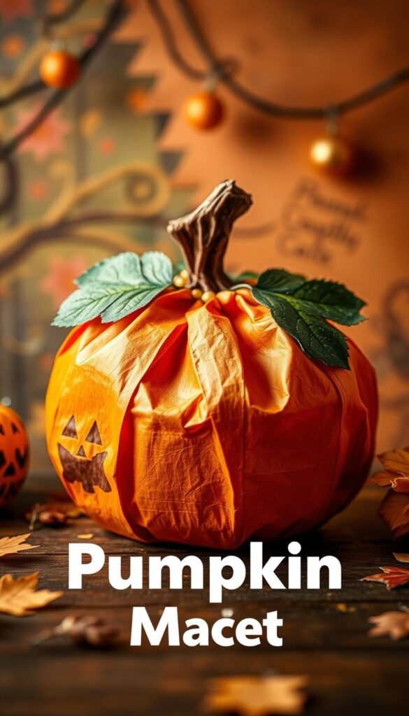 Create an image of a paper bag pumpkin.