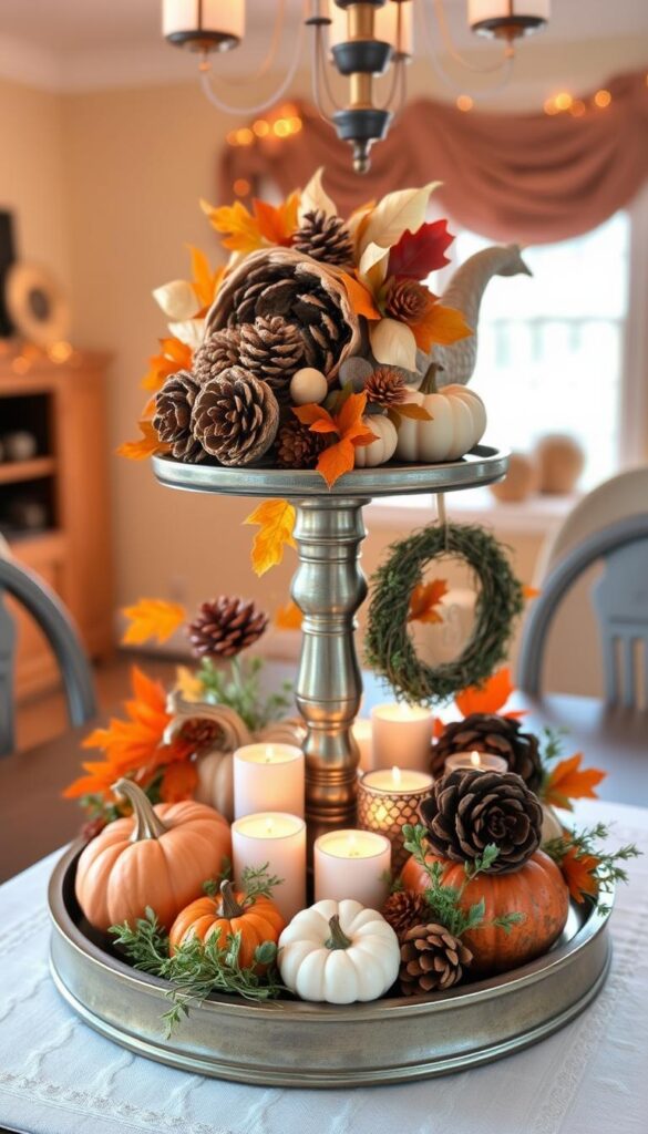 Two-Tiered Fall Tray Decor Ideas