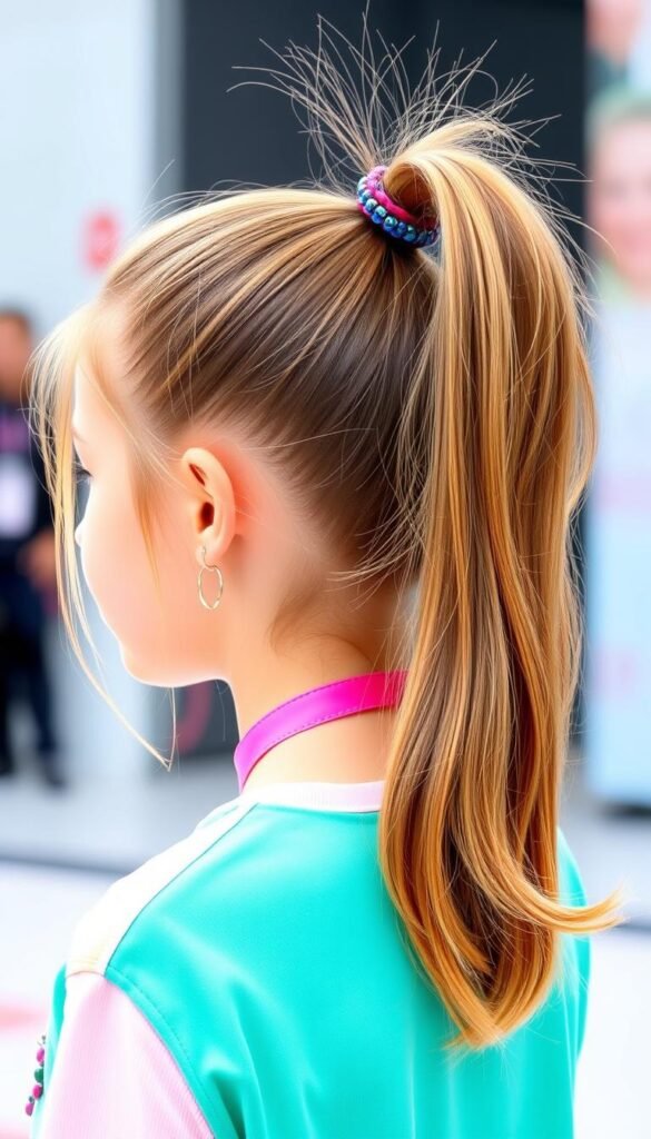 Image of a girl with a trendy ponytail hairstyle
